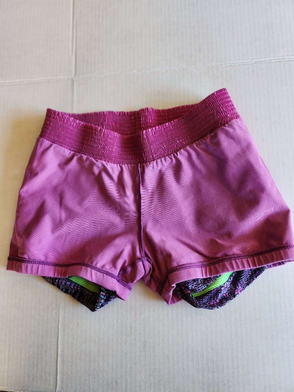 Alto Giro Brazil Athletic Layered Running Shorts Purple Neon Green Trim Size S - Picture 7 of 13